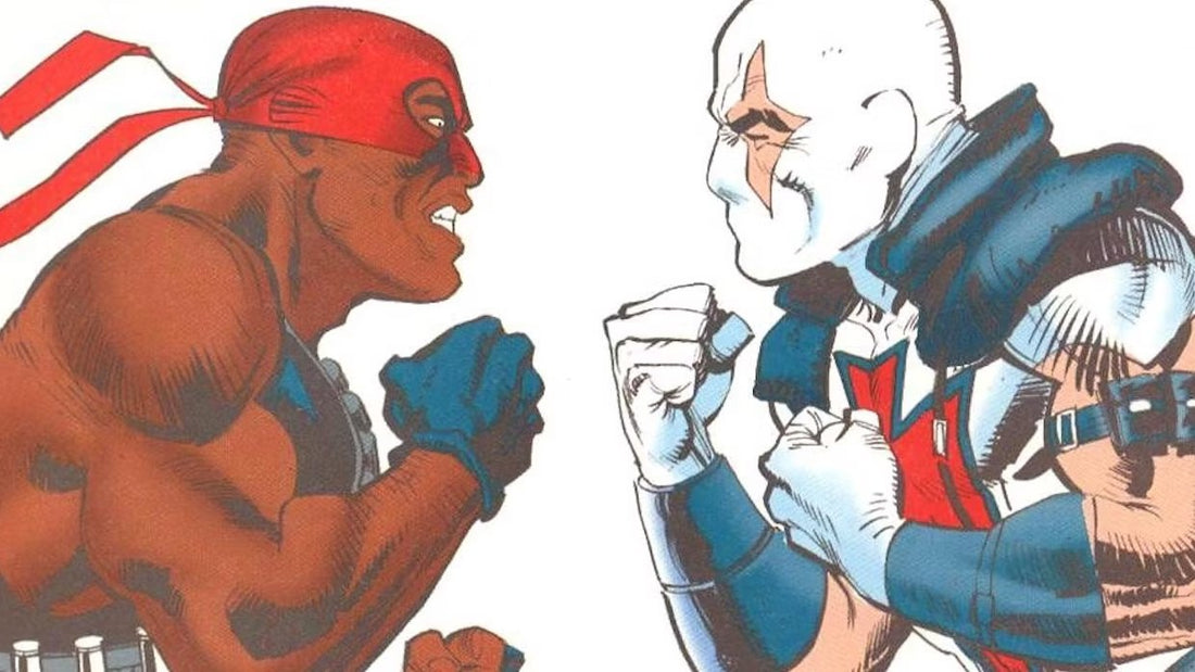 Los dos Bloodsport frente a frente: Robert DuBois de rojo y Alex Trent de blanco