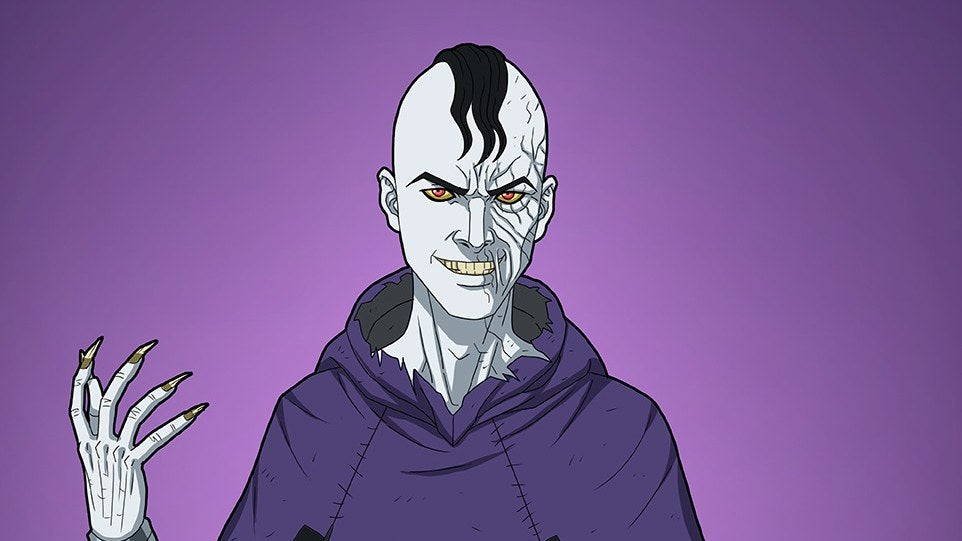 DeSaad con capa violeta, el torturador de Darkseid en Apokolips