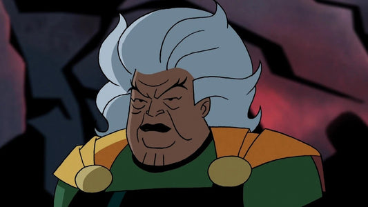 Granny Goodness con una esfera de energía roja, directora del orfanato de Apokolips