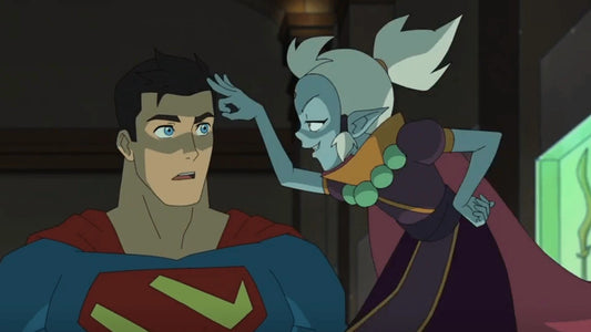 Superman de My Adventures with Superman, el papel al que pone voz Jack Quaid, frente a Mister Mxyzptlk