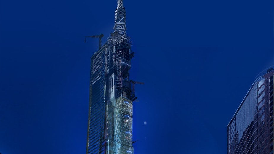 Las torres LexCorp dominando el perfil de Metropolis