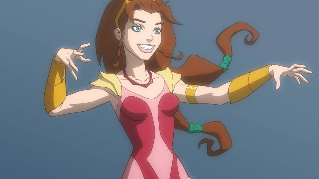 Lori Lemaris, con top rosa y pulseras doradas, en la serie animada Young Justice