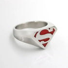 Anillo Superman – Logotipo Rojo Plateado Icónico DC Comics