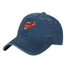 Gorra Superman Azul Lavado – Logo Icónico Rojo y Amarillo