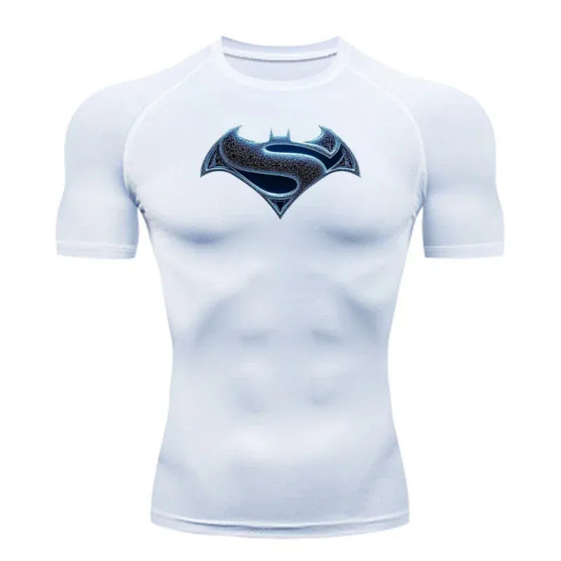 Emblème Fusionné / Blanc / S T-shirt Compression Superman x Batman – Emblème Fusionné