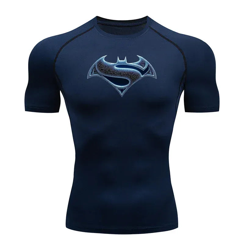 Emblème Fusionné / Bleu Marine / S T-shirt Compression Superman x Batman – Emblème Fusionné