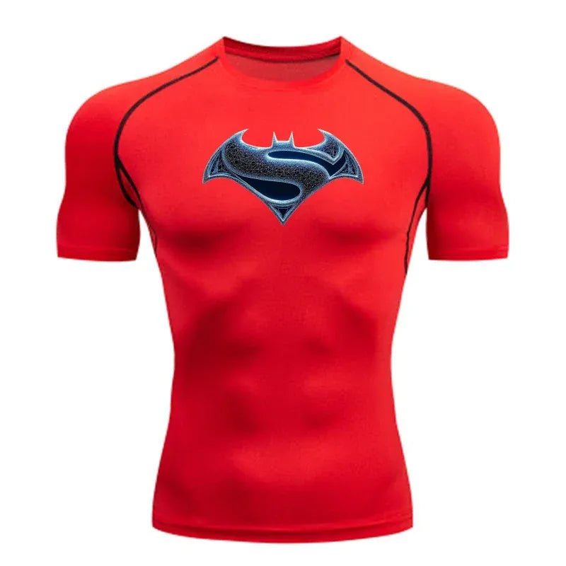 Emblème Fusionné / Rouge / S T-shirt Compression Superman x Batman – Emblème Fusionné