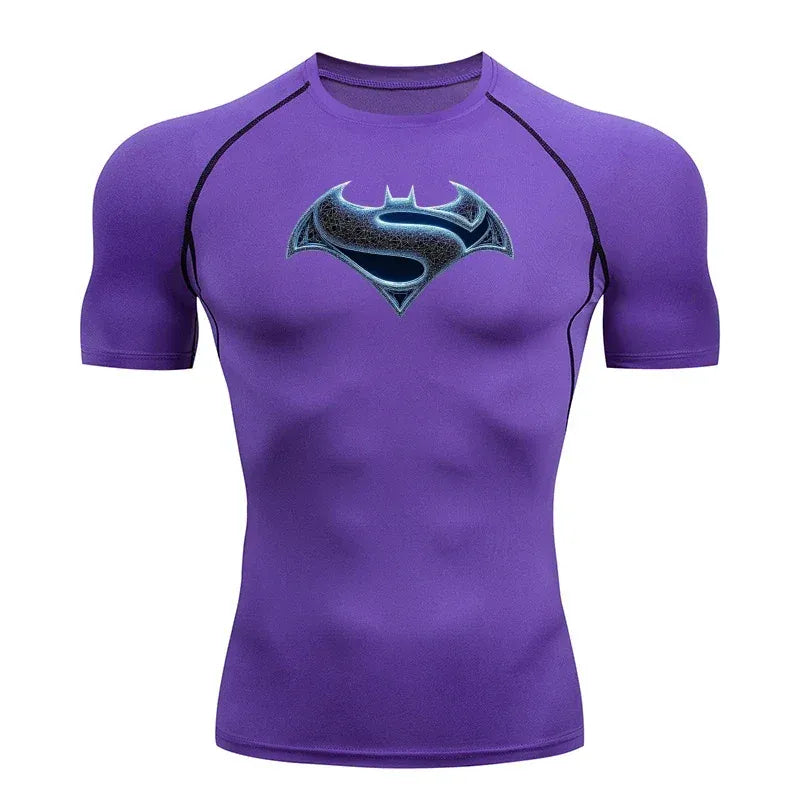 Emblème Fusionné / Violet / S T-shirt Compression Superman x Batman – Emblème Fusionné