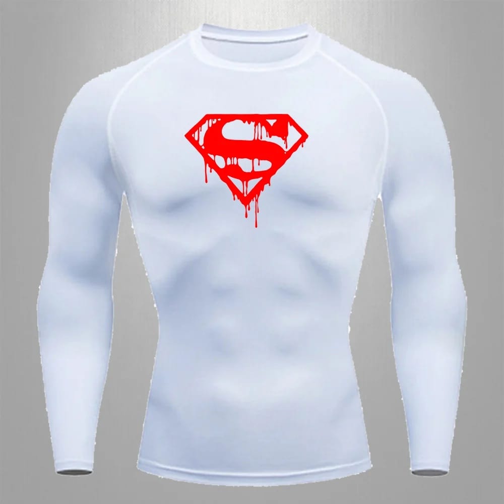 Logo Effet Peinture / Blanc Logo Rouge / S T-shirt Compression Superman – Logo Effet Peinture