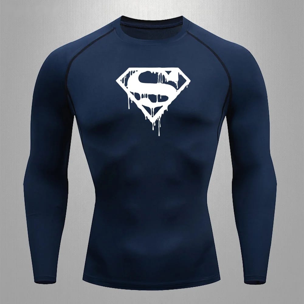 Logo Effet Peinture / Bleu Marine Logo Blanc / S T-shirt Compression Superman – Logo Effet Peinture