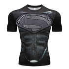 Camiseta de compresión Superman – Manga corta Negro/Gris Deporte