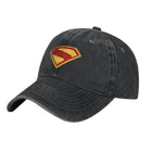 Gorra Superman Negra Desgastada – Logo Clásico Amarillo y Rojo