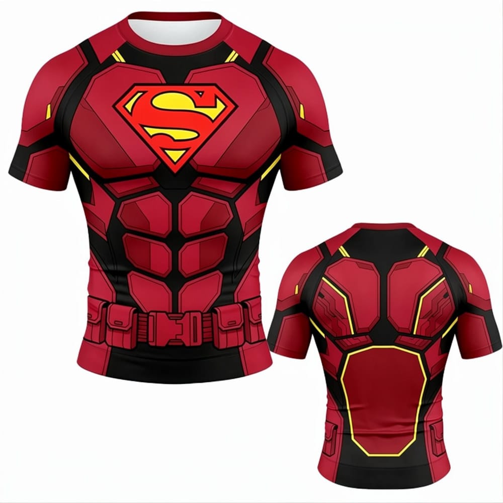 T-shirt Superman Compression - Rouge Logo Iconique