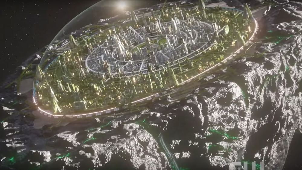 Argo City, ciudad kryptoniana posada sobre un fragmento de roca flotando en el espacio