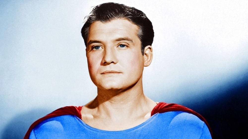 George Reeves como Superman, retrato coloreado de los años cincuenta