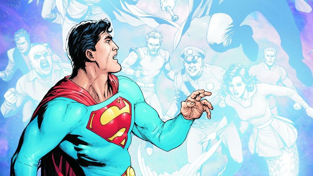 Superman en color, siluetas fantasma detrás de él, Zona fantasma